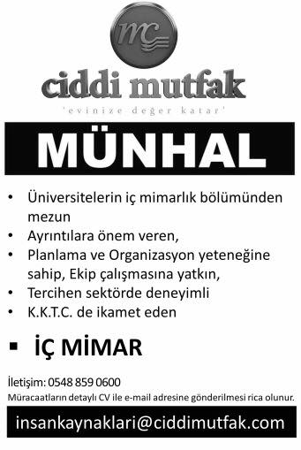 Ciddi Mutfak Munhal Acti Is Ilanlari